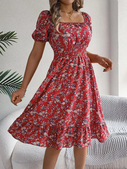 ruffled-hem-floral-puff-sleeve-dress OhSoStyled at Sophia's Style-15
